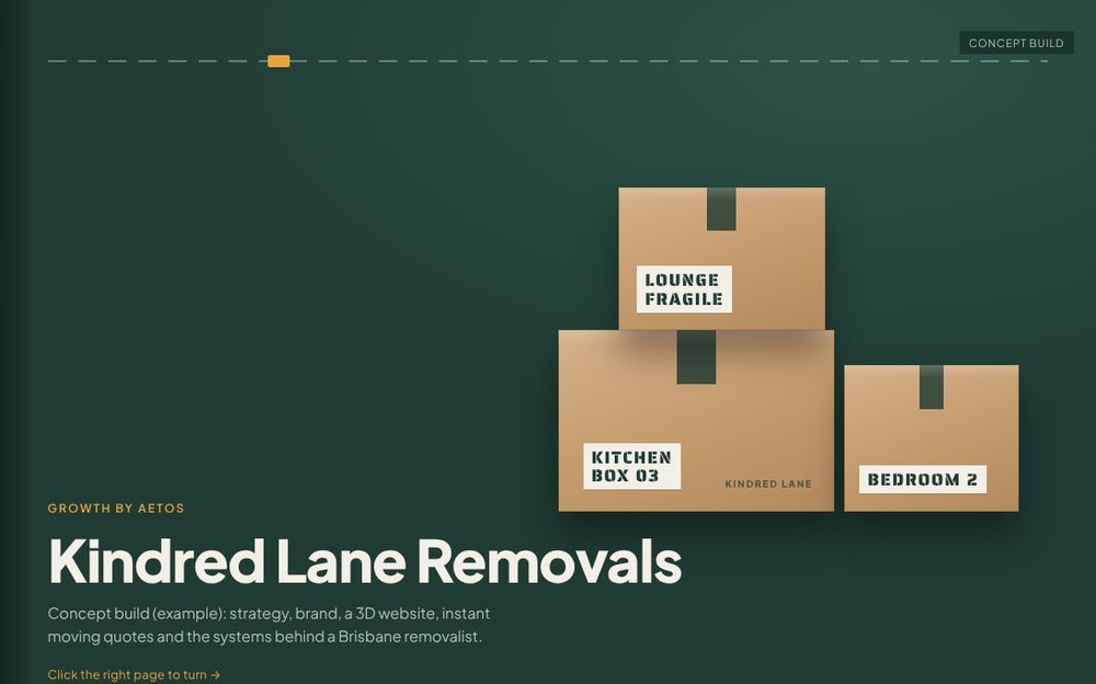 Kindred Lane Removals concept website on a laptop