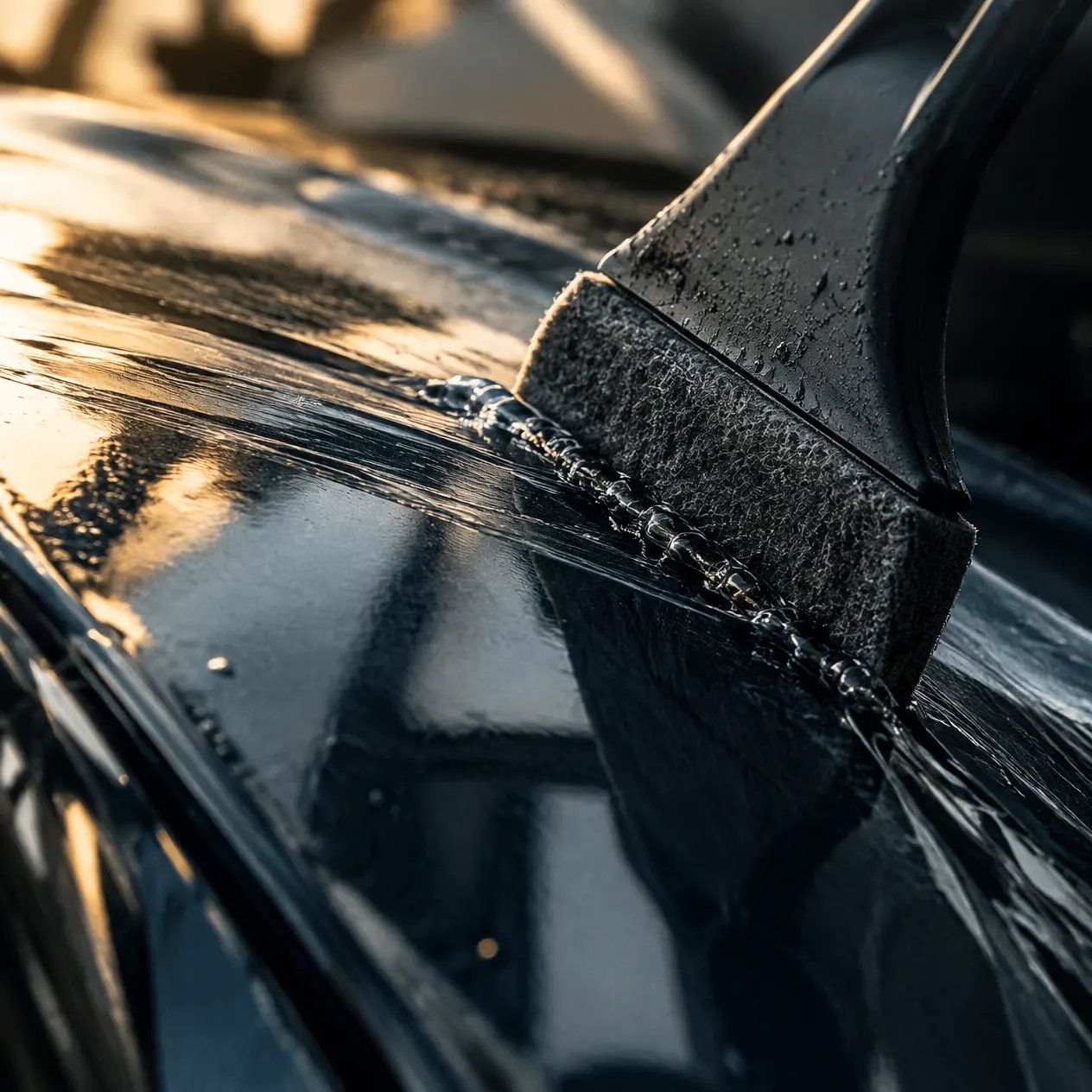 Squeegee applying paint protection film