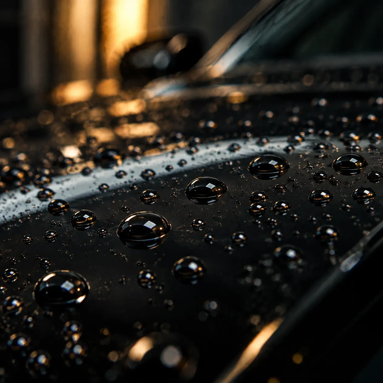 Water beading on a ceramic-coated bonnet