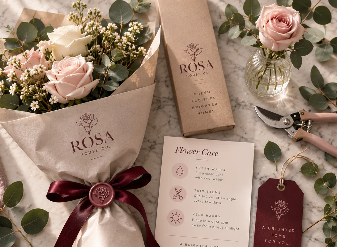 A flat lay of a blush bouquet