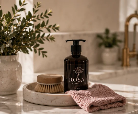 A soap tray on a marble vanity
