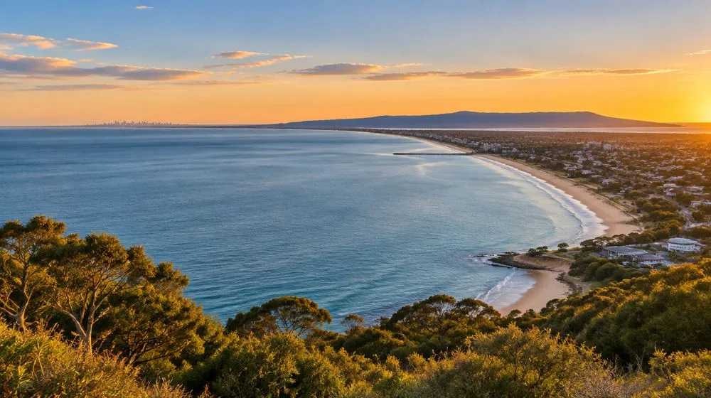 Wide view of the ocean and coast